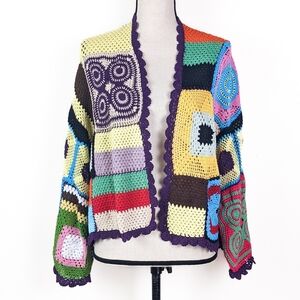 🦋LAST🦋 NWT Saachi Willa Granny Hand Crochet Block Jacket